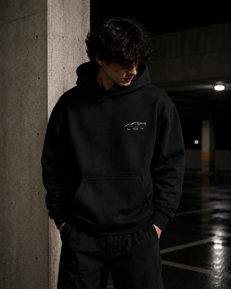 Different Standard Hoodie — Minimal Chest Logo & Vertical Back Text
